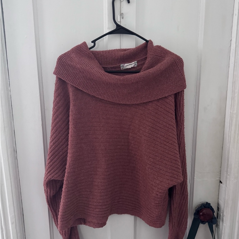 Pink Rose Women's Cowl Neck Sweater in Mauve